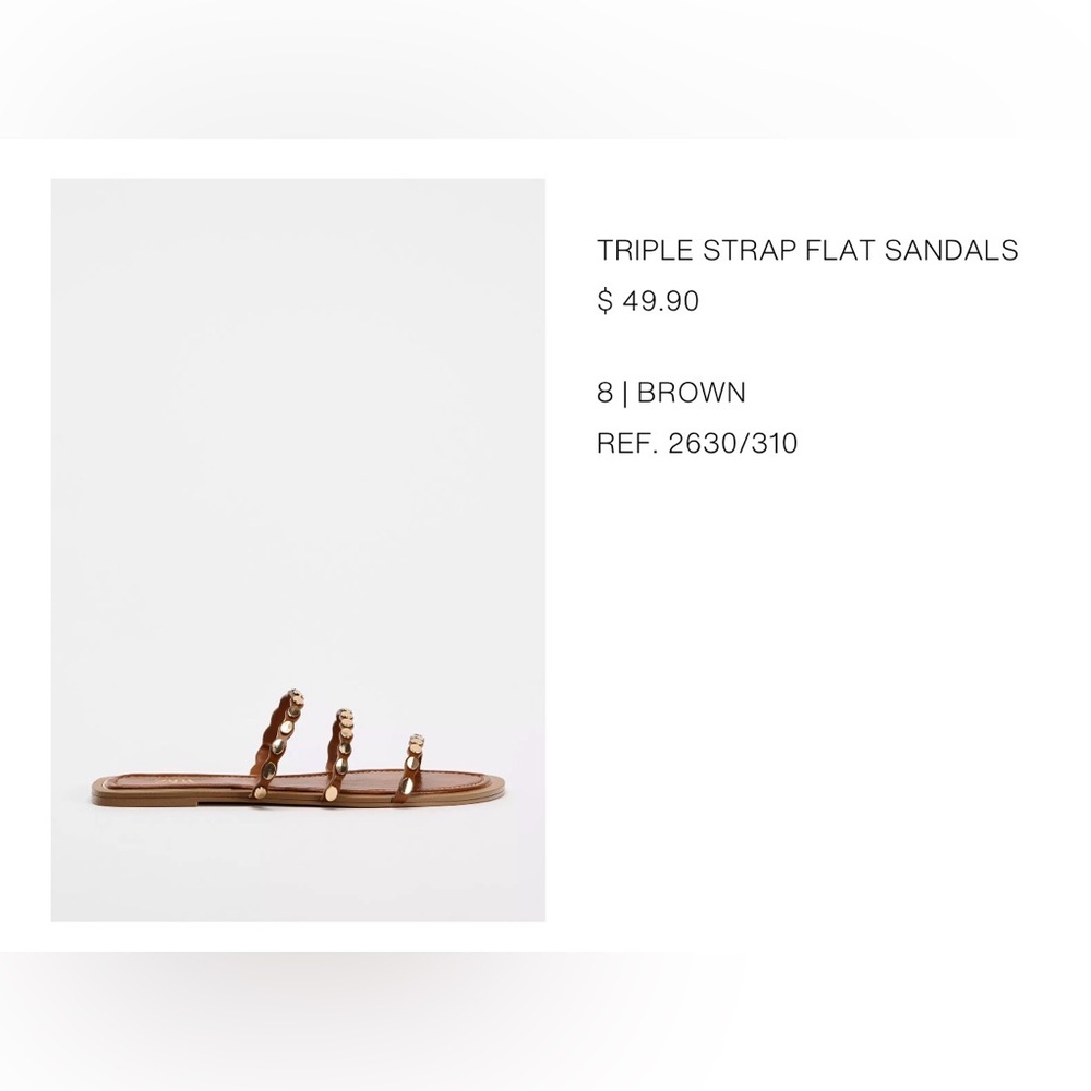 Zara Brown Triple Strap Sandals
